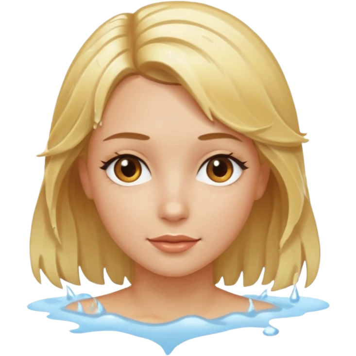 Chica saliendo de la ducha pelo rubi y ojos café, color de piel claro emoji