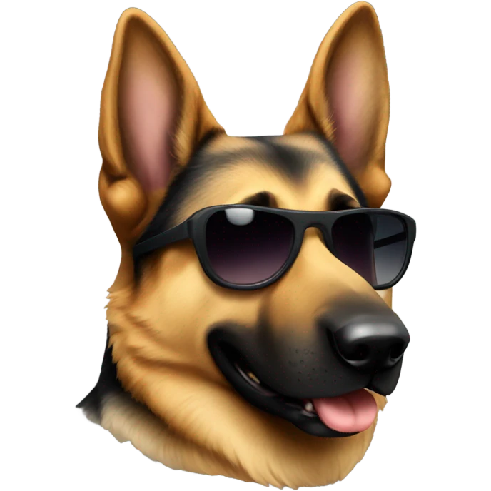 German Shepard wearing sunglasses emoji