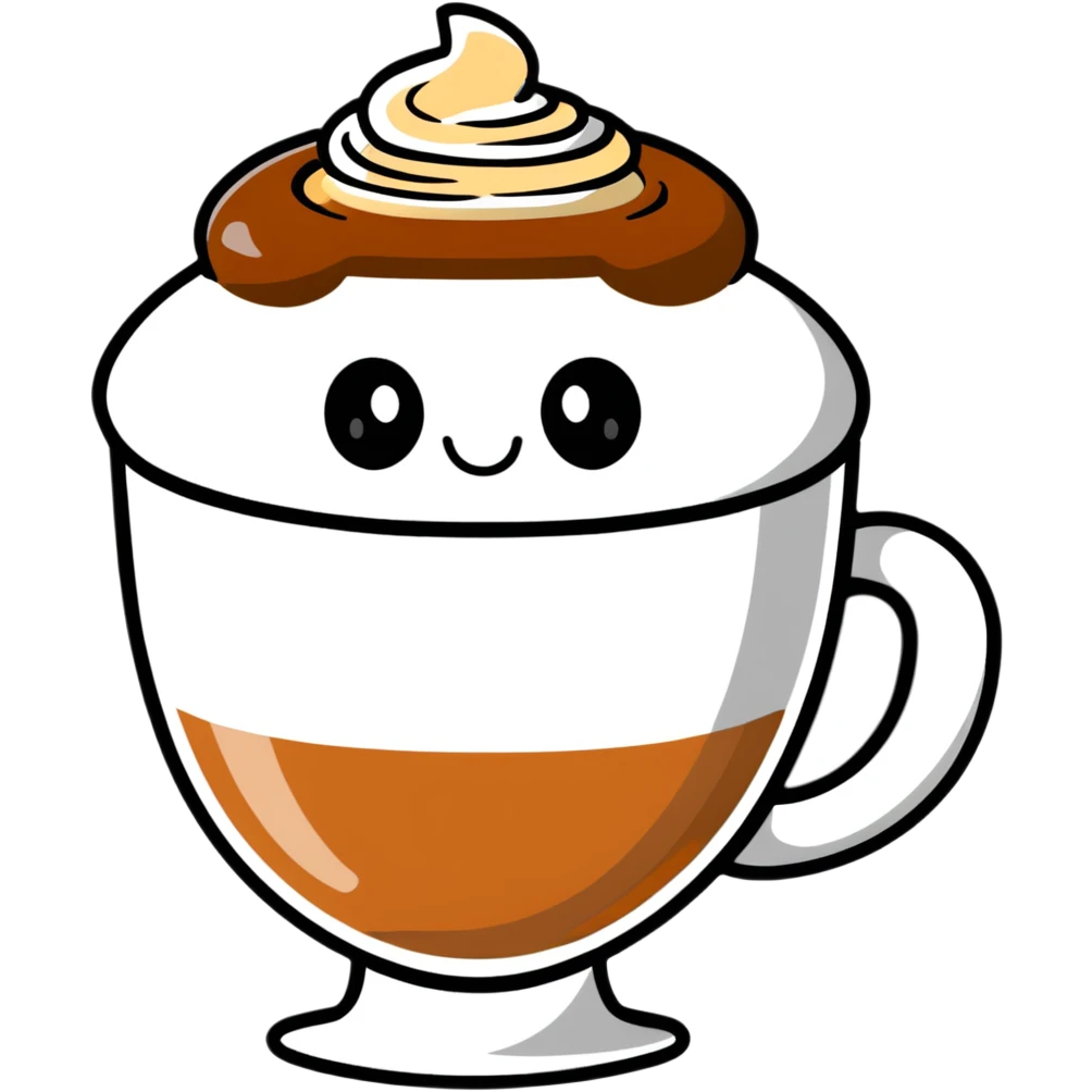 cute cappuccino coffee with happy face in a mug emoji