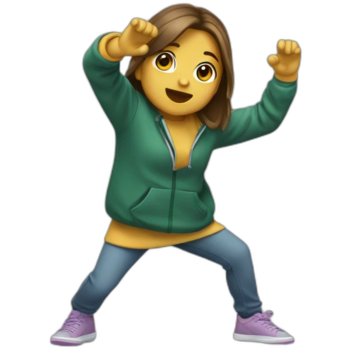 Une fille qui fait le dab emoji