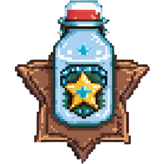 sheriff badge with star and baby feeding bottle in center emoji