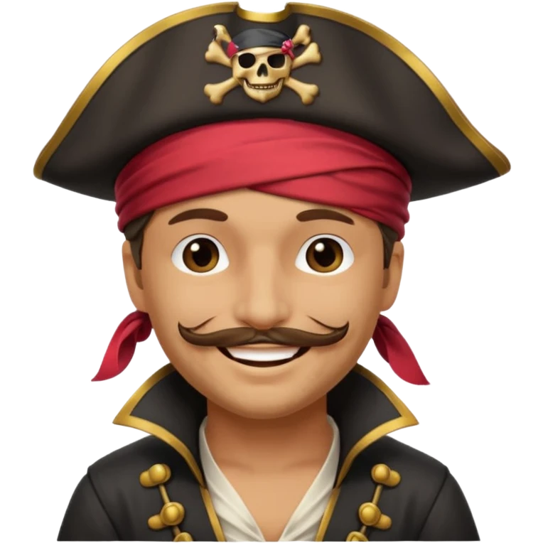 smiling pirate captain blindfolded wearing pirate hat emoji