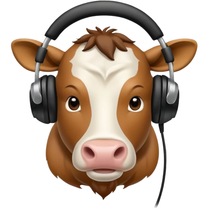 buff cow wearing black headphones emoji