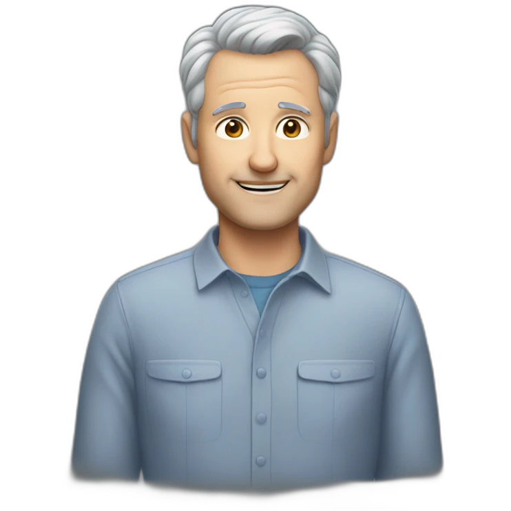 53 year old white man without a mustache and with short gray hair  emoji