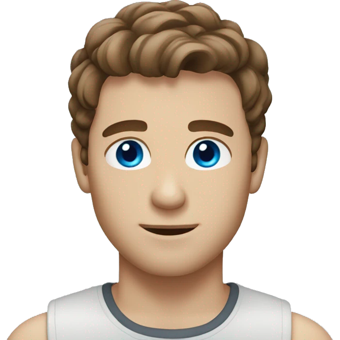 Man with brown hair and blue eyes emoji
