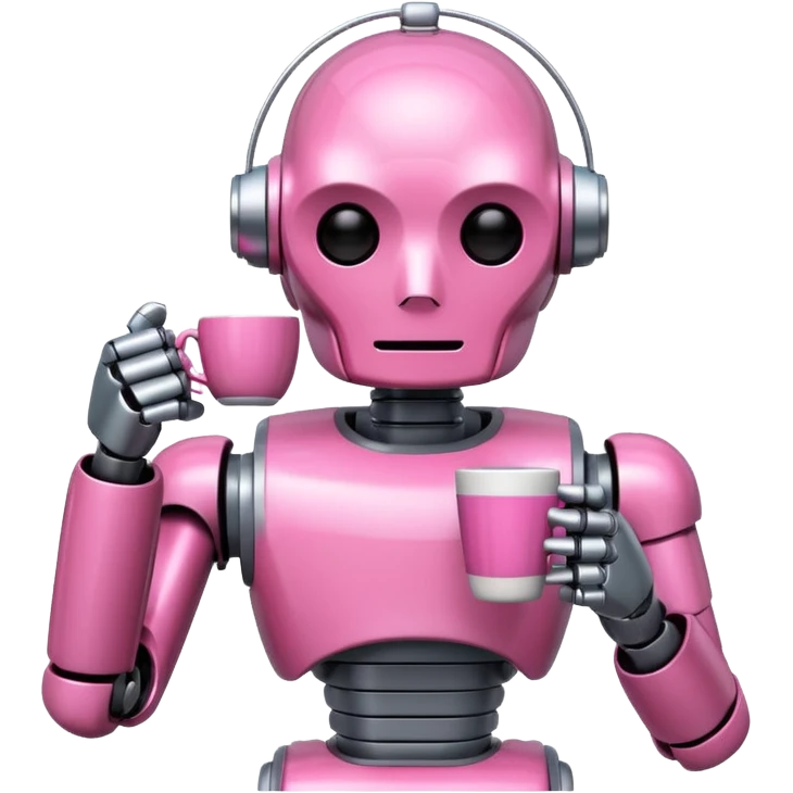 pink robot drink coffe emoji