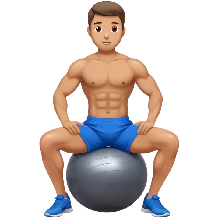 fit man with blue shorts stability ball exercises emoji