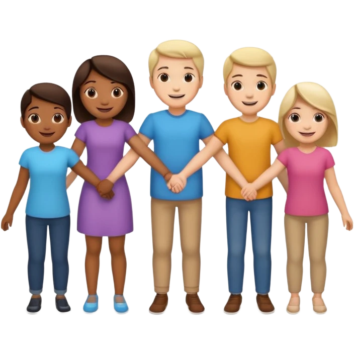 five people holding handsin circle emoji