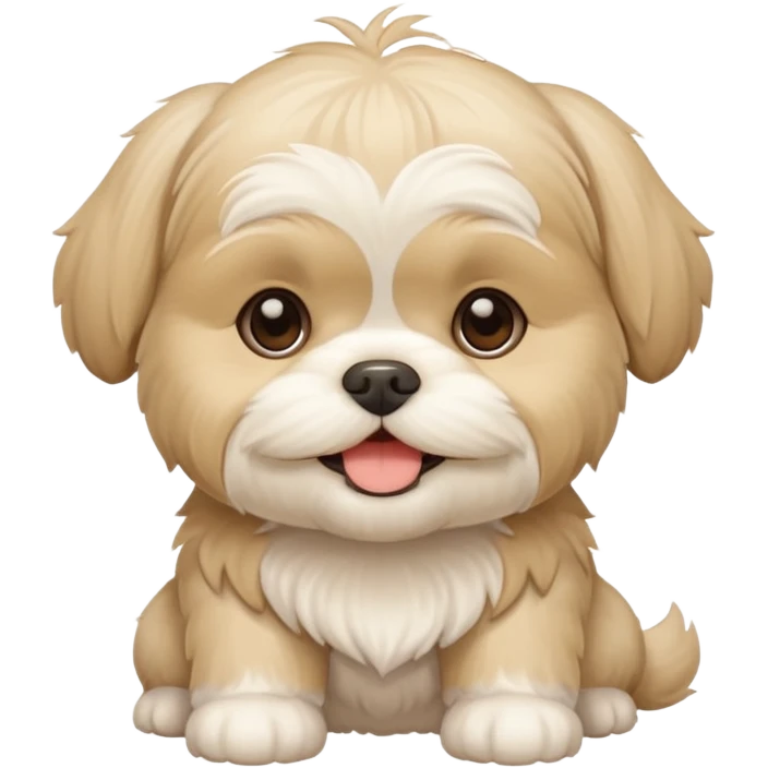 generame la imagen de un perrito raza chitzu de color cremita, totalmente cremita sin esos colores marron oscuro en su cara, hazla un poco sonriente emoji