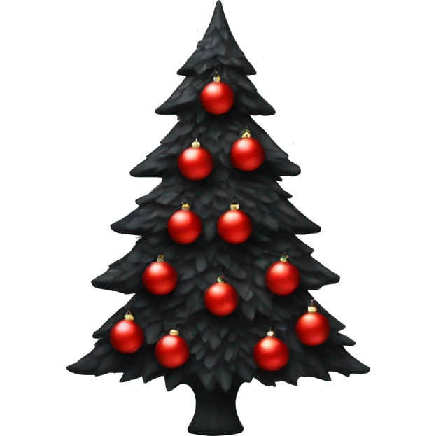 Black Christmas tree with red ornaments  emoji