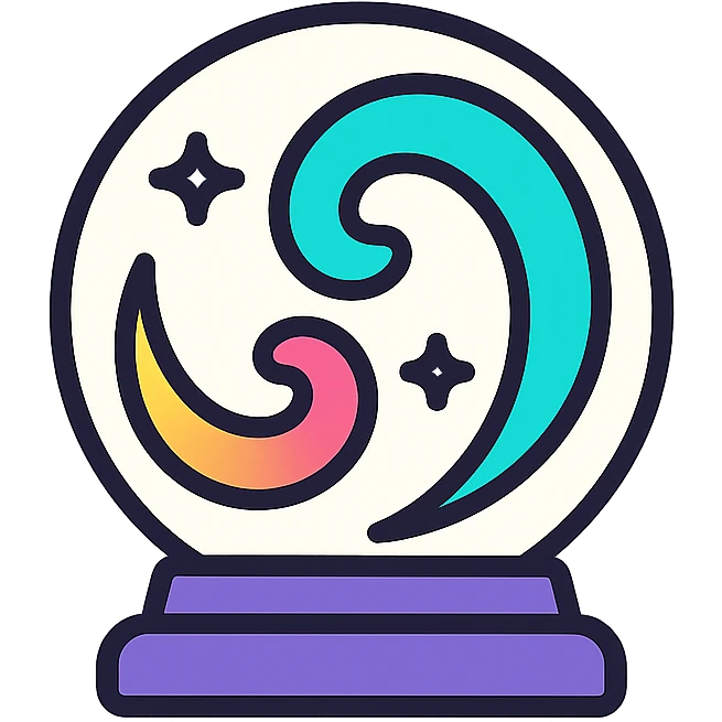 crystal ball with swirling colors inside, symbolizing vision and future possibilities, clean colorful icon style emoji