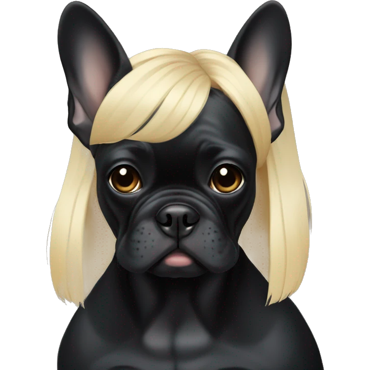 black french bulldog with a blond girl emoji