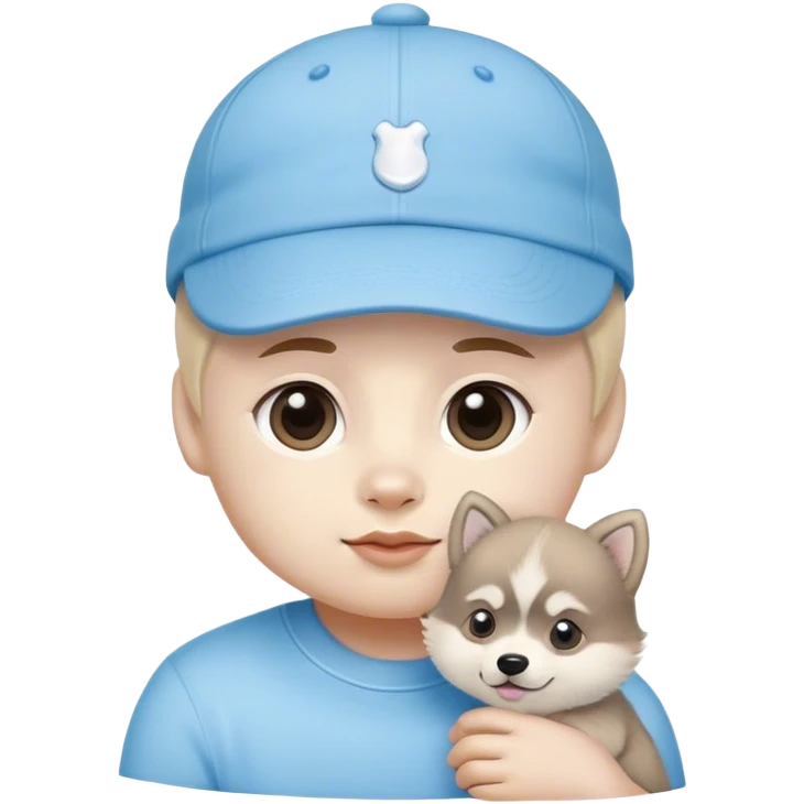 Baby blue cap on a pompsky emoji