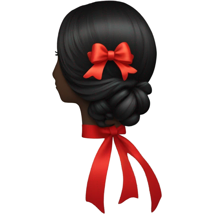 red bow in black hair flowing hair silhouette from behind emoji