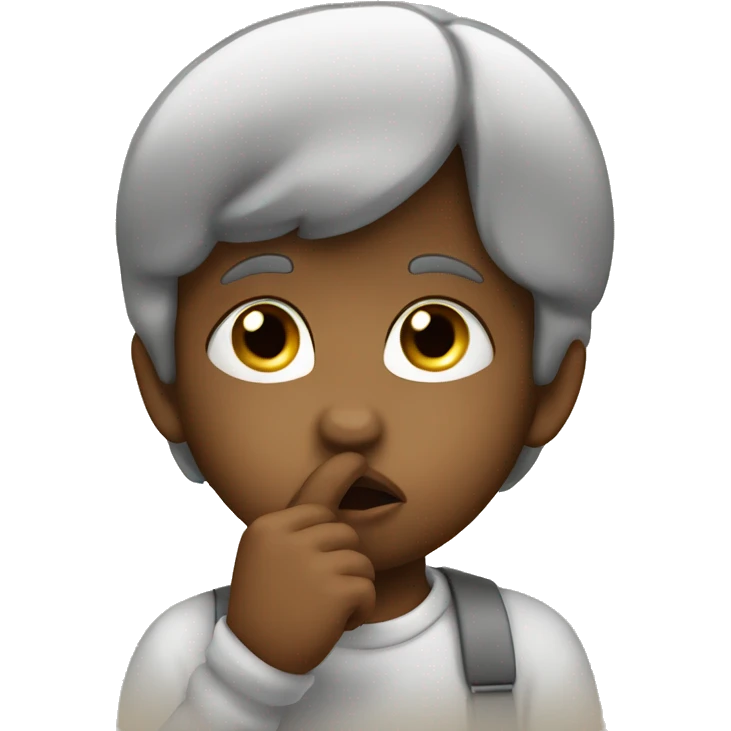 face of a little kid that doing shush with finger emoji