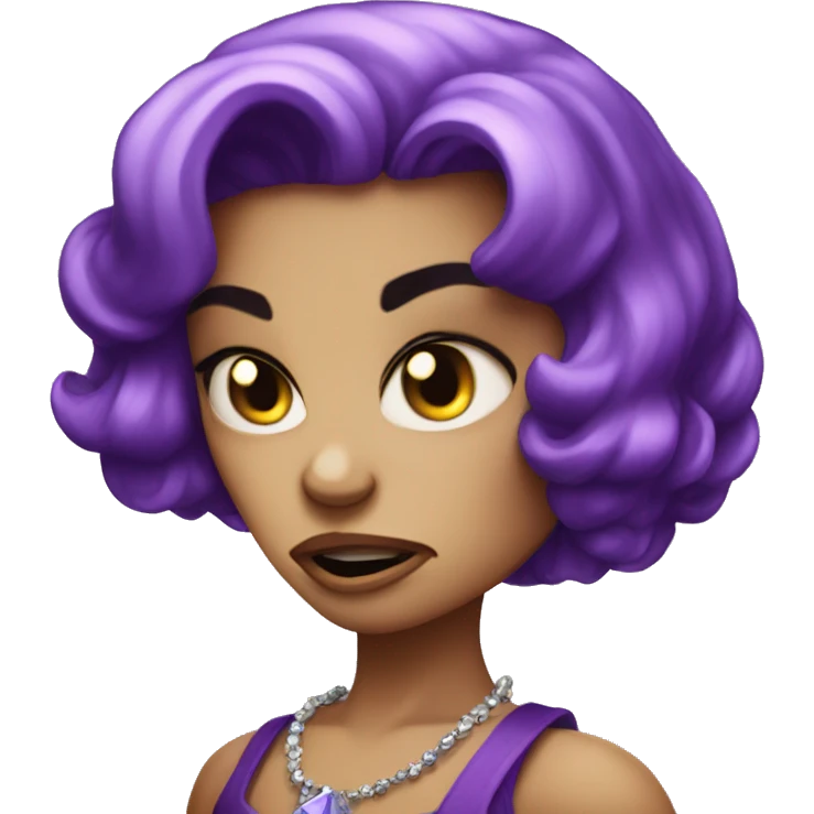 mad angry frown jewel girl with purple gem hair emoji
