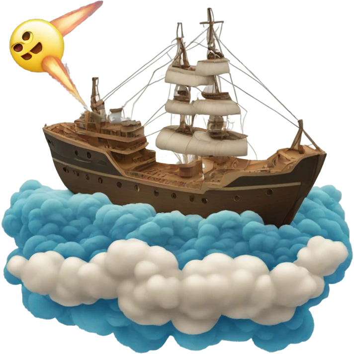 A ship with rockets flying emoji