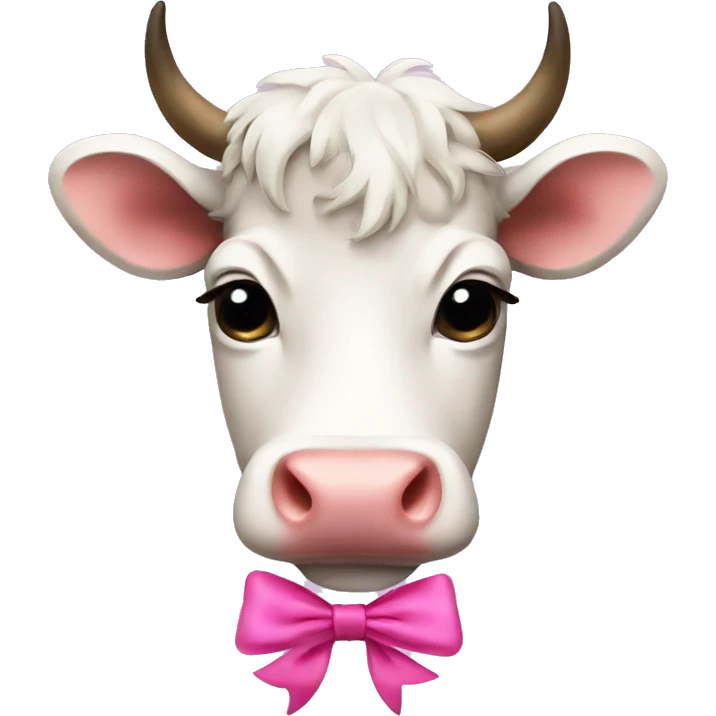scottish cow with cute pink bow emoji