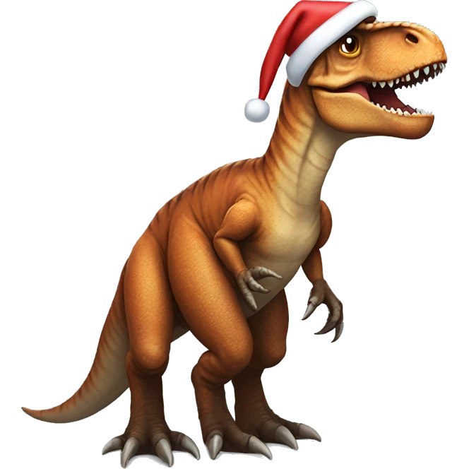 T-Rex in Christmas emoji