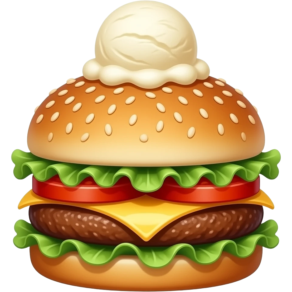 crie um hamburguer com uma bola de sorvete em cima emoji