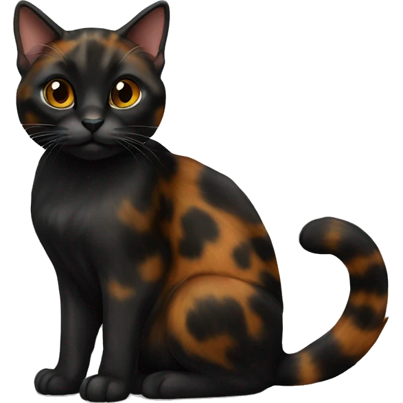 Tortoiseshell, black cat sitting down emoji