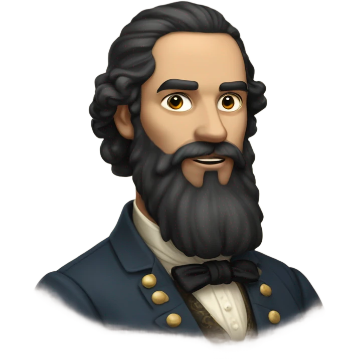 a 19th-century dressed man with long black beard and short black hair emoji