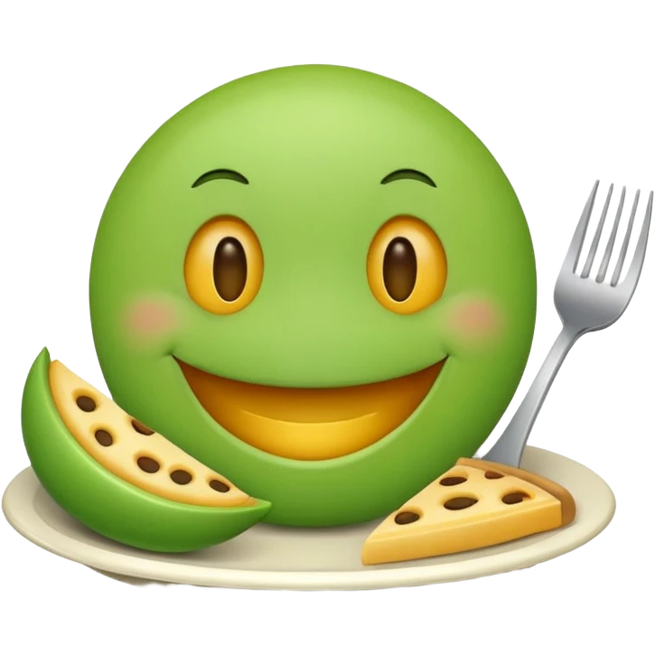 сделай милый смайлик улыбающийся и который ест еду очень милый зеленый смайлик emoji