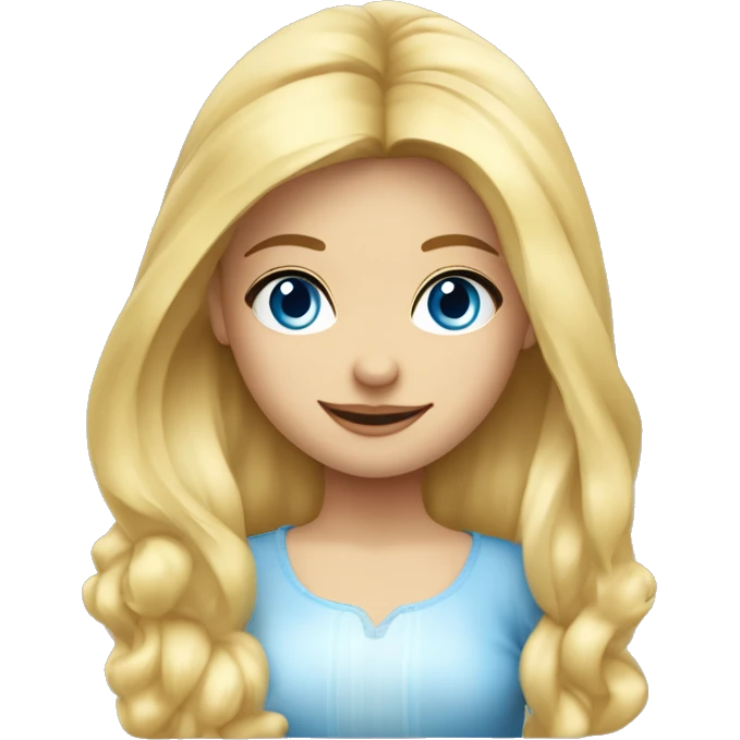 Blondes Mädchen mit langen Haaren und blauen Augen schläft emoji