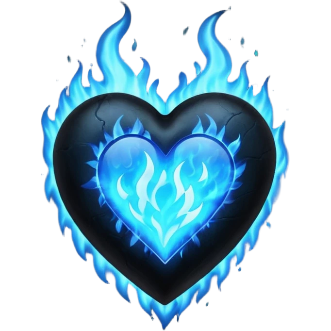 Black heart with blue fire film emoji