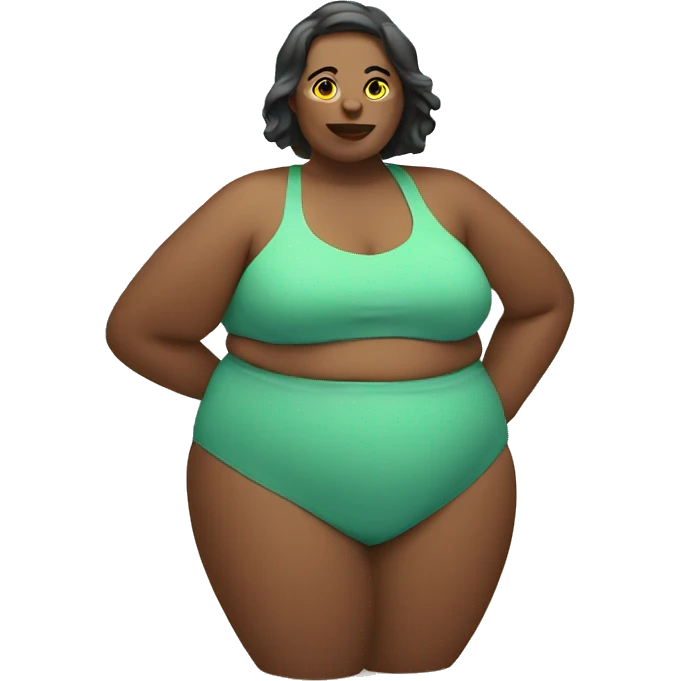 fat woman on beach emoji