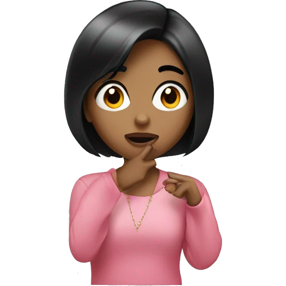 girl with a black bob blowing a kiss emoji