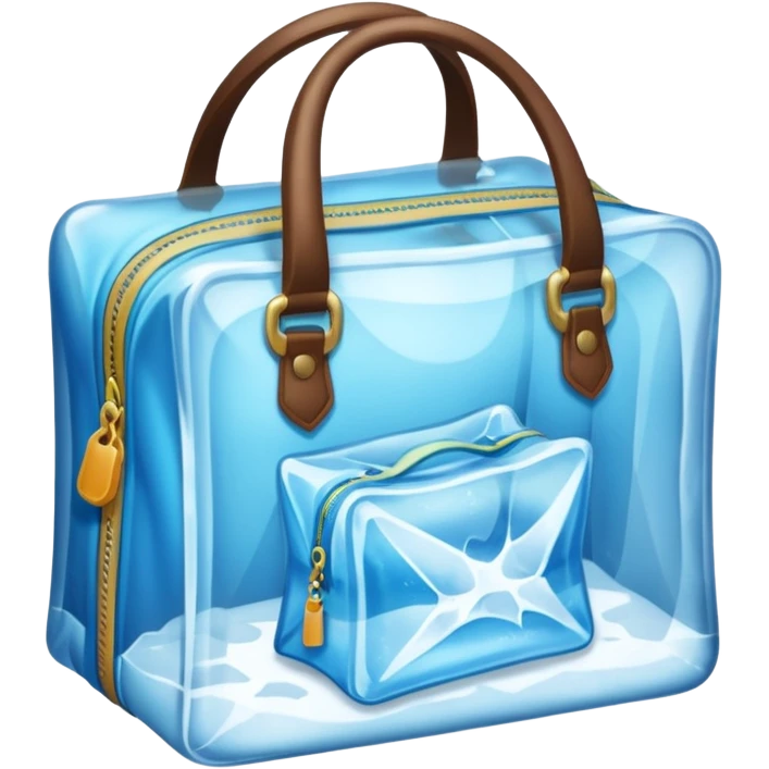 clothes and bag inside ice cube emoji