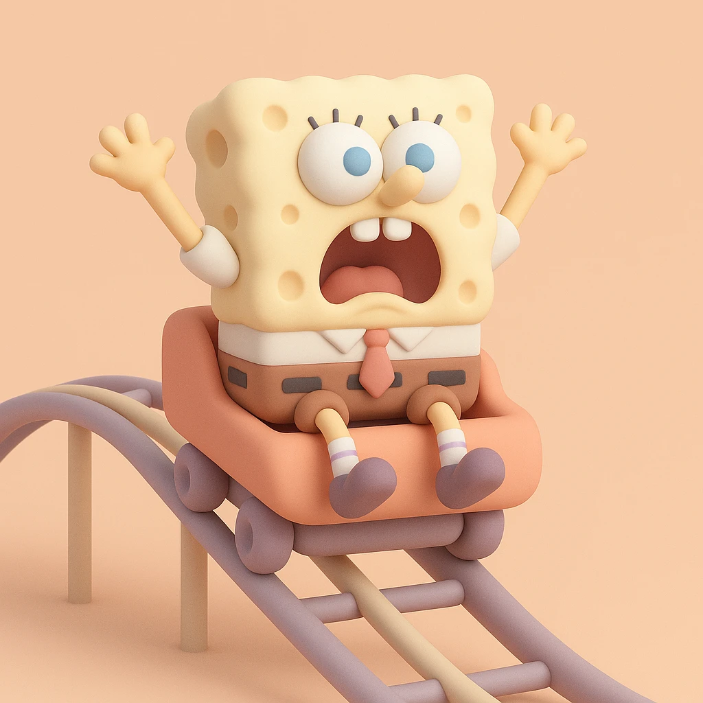 Bob l'éponge dans un montagnes russes qui cri  emoji