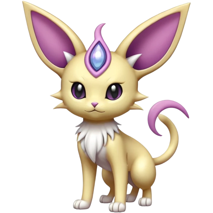 Shiny Espeon-Meowth-Skitty-Fakémon-hybrid-creature (full body)  emoji