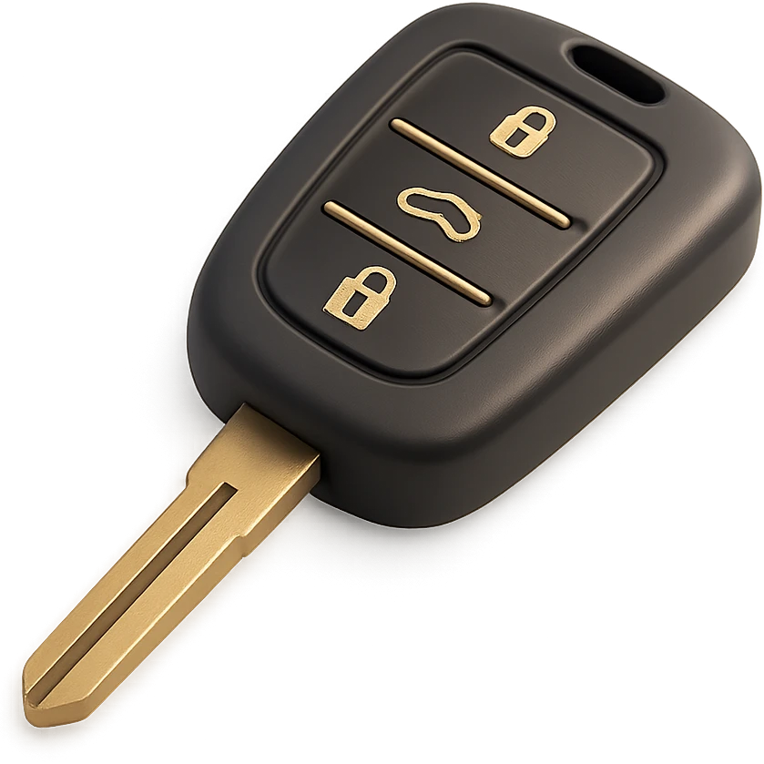 a modern car key in 3D black style emoji