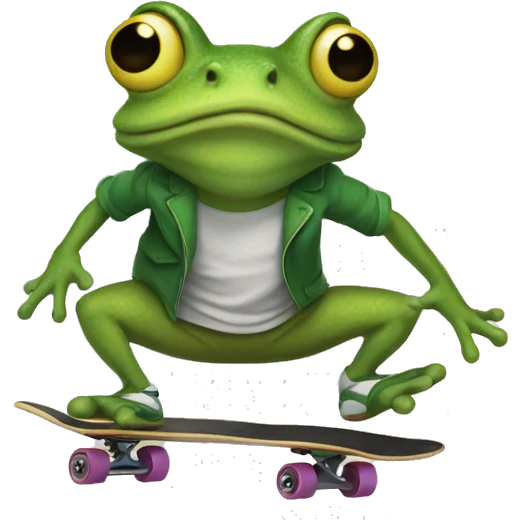 Skateboarding frog emoji
