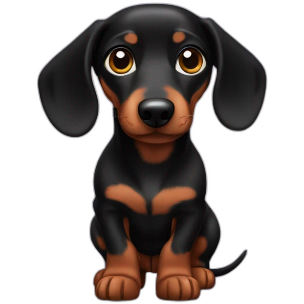 Black dachshund full of love emoji