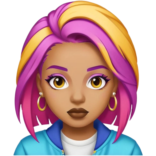 female rapper with colorful hair emoji