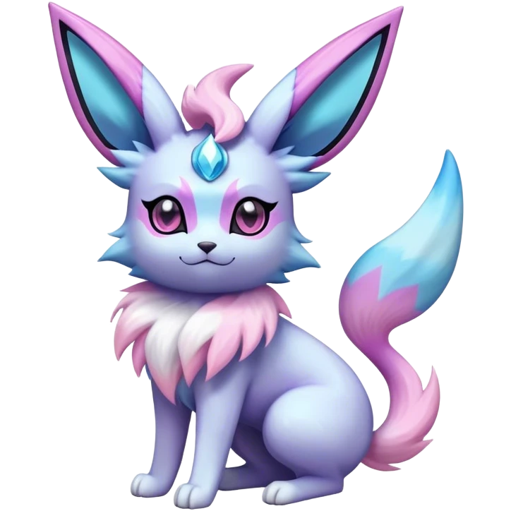 Futuristic Fluffy Celestial Glaceon-Espeon-Sylveon-Umbreon-hybrid, full bod emoji