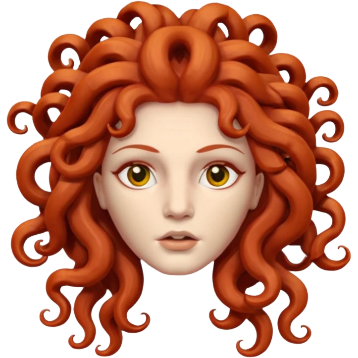 statue head medusa red hair clay emoji