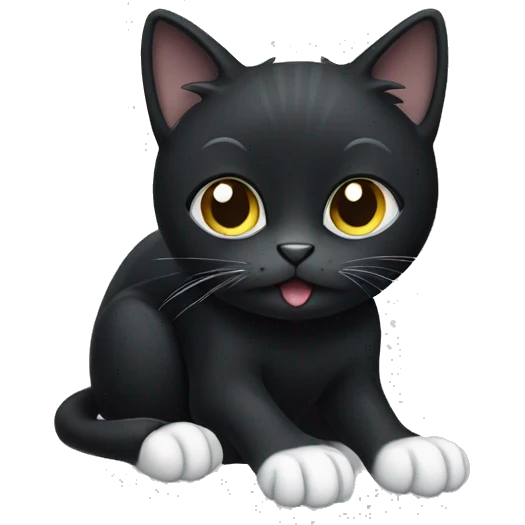 black cat with white paws emoji