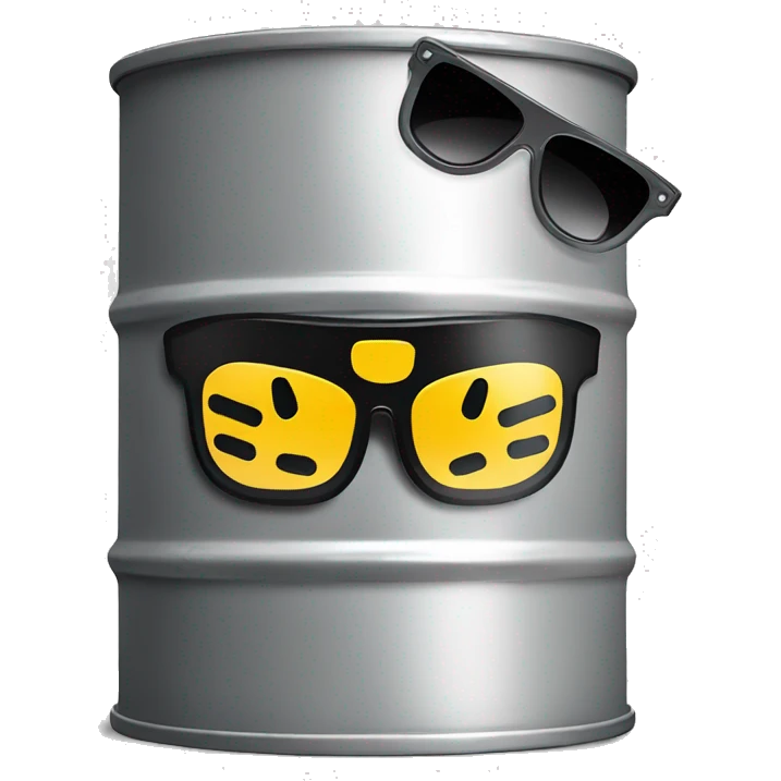 oil drum with hazardous waste and sunglasses leaking oil emoji
