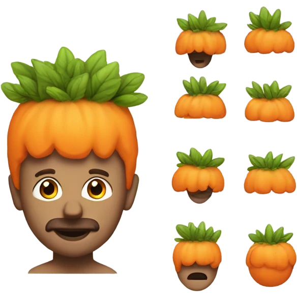 Draw a man that have an orange bushes on head and he is crazy emoji