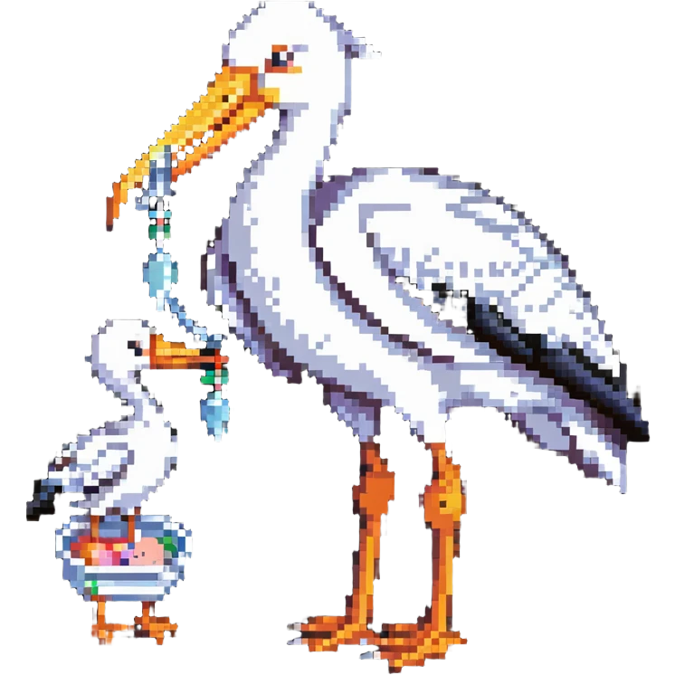 stork holding a baby bundle emoji