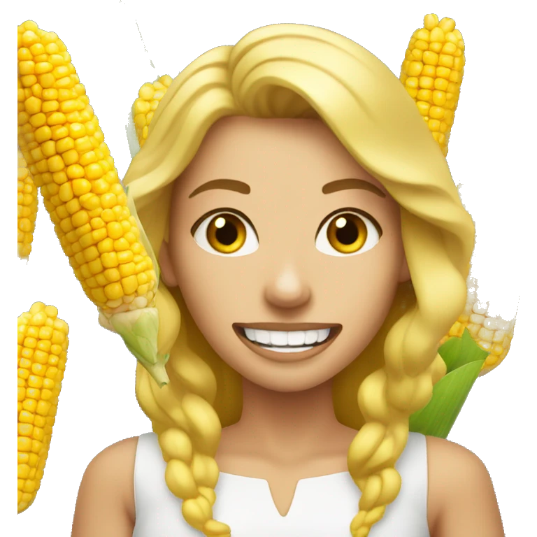 Blonde lady with corn kernels for teeth emoji