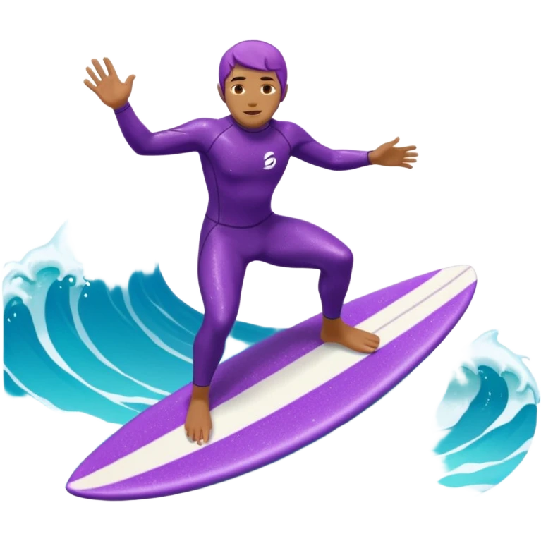 glitter surfer purple surf in wave ocean cian emoji