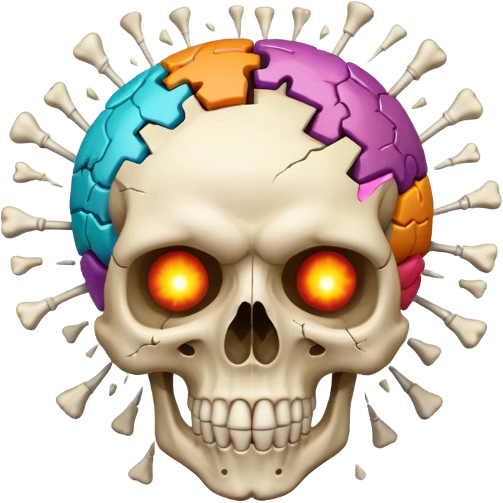 Skull with exploding brain emoji