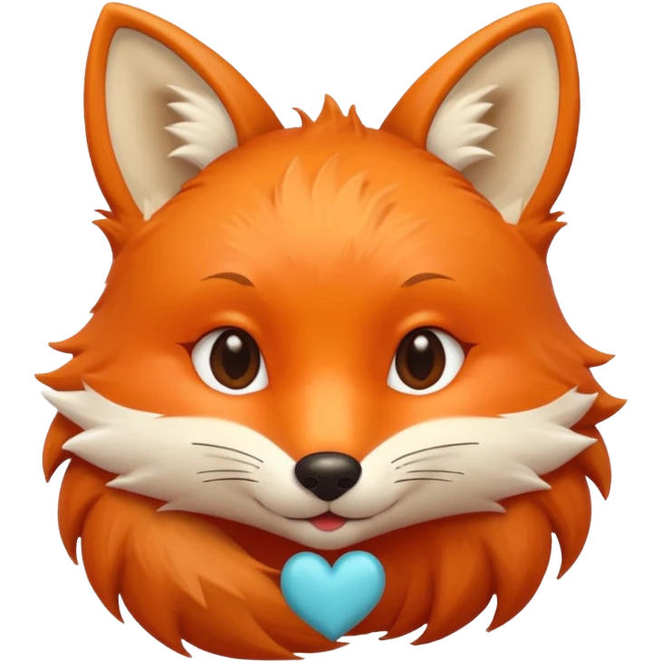 A iOS style fox with a kissing & winky face and a small heart emoji