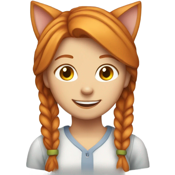 Ginger cat girl happy emoji