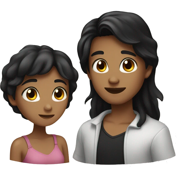 boy with black hair and girl with black hair in love emoji